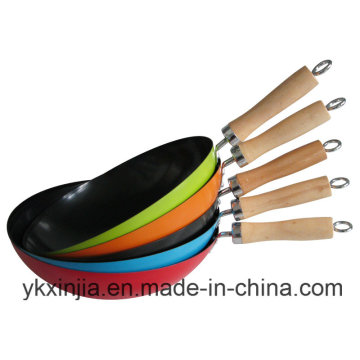 Cookware Colorful Carbon Steel Non-Stick Wok Kitchenware for European Market